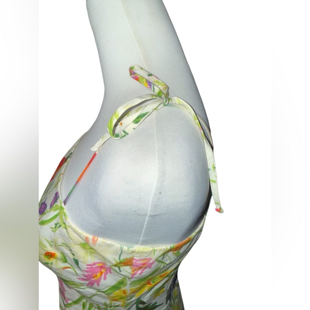 Vintage David Meister Spring Floral Ruffle Hem Sun Mini Dress Spaghetti Strap 6 - Picture 6 of 12